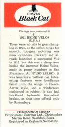 1976 Craven Black Cat Vintage Cars #8 1921 Heine Velox Back