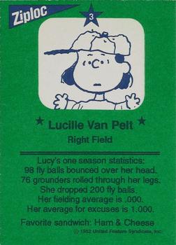 1991 Ziploc Peanuts All-Stars #3 Lucy Back