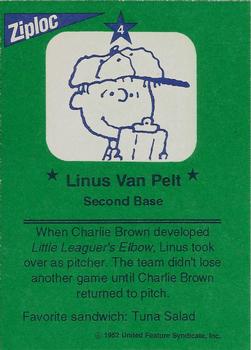 1991 Ziploc Peanuts All-Stars #4 Linus Back