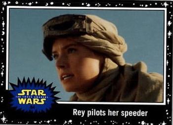 2015 Topps Star Wars Journey to the Force Awakens - Black Starfield #84 Rey pilots her speeder Front