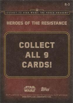 2015 Topps Star Wars Journey to the Force Awakens - Heroes of the Resistance #R-3 Poe Dameron Back