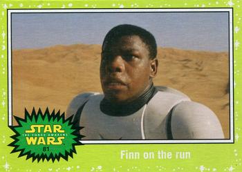 2015 Topps Star Wars Journey to the Force Awakens - Jabba Slime Green Starfield #81 Finn on the run Front