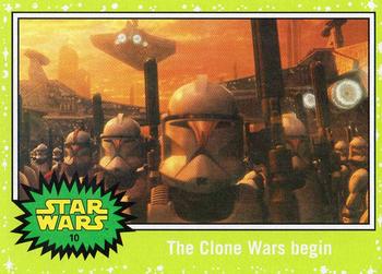 2015 Topps Star Wars Journey to the Force Awakens - Jabba Slime Green Starfield #10 The Clone Wars begin Front