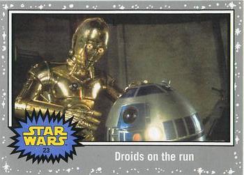 2015 Topps Star Wars Journey to the Force Awakens - Death Star Silver Starfield #23 Droids on the run Front
