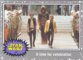 2015 Topps Star Wars Journey to the Force Awakens - Death Star Silver Starfield #40 A time for celebration Front