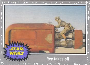2015 Topps Star Wars Journey to the Force Awakens - Death Star Silver Starfield #85 Rey takes off Front