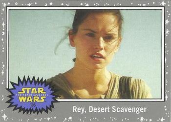 2015 Topps Star Wars Journey to the Force Awakens - Death Star Silver Starfield #105 Rey, Desert Scavenger Front