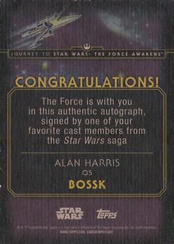 2015 Topps Star Wars Journey to the Force Awakens - Autographs #NNO Alan Harris Back