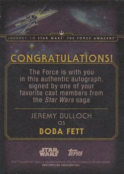 2015 Topps Star Wars Journey to the Force Awakens - Autographs #NNO Jeremy Bulloch Back