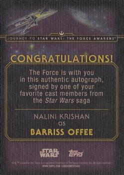 2015 Topps Star Wars Journey to the Force Awakens - Autographs #NNO Nalini Krishan Back