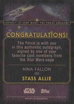 2015 Topps Star Wars Journey to the Force Awakens - Autographs #NNO Nina Fallon Back