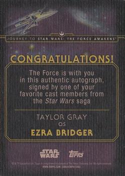 2015 Topps Star Wars Journey to the Force Awakens - Autographs #NNO Taylor Gray Back