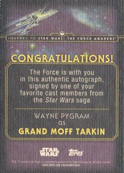 2015 Topps Star Wars Journey to the Force Awakens - Autographs #NNO Wayne Pygram Back