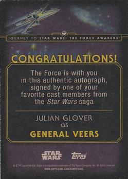 2015 Topps Star Wars Journey to the Force Awakens - Autographs Black #NNO Julian Glover Back