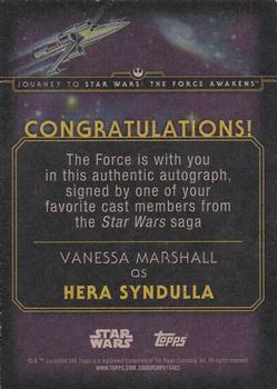 2015 Topps Star Wars Journey to the Force Awakens - Autographs Black #NNO Vanessa Marshall Back