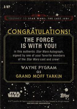 2015 Topps Star Wars Journey to the Force Awakens - Autographs Gold #NNO Wayne Pygram Back