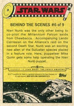 2015 Topps Star Wars Journey to the Force Awakens - Behind the Scenes #6 Nien springs to life Back