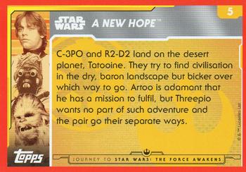 2015 Topps Star Wars Journey to the Force Awakens (UK version) #5 Threepio and Artoo go their separate ways Back