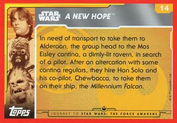 2015 Topps Star Wars Journey to the Force Awakens (UK version) #14 Han Solo will be the pilot Back