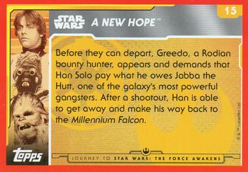 2015 Topps Star Wars Journey to the Force Awakens (UK version) #15 Greedo confronts Han Back