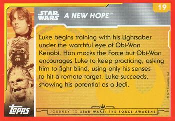 2015 Topps Star Wars Journey to the Force Awakens (UK version) #19 Han and Obi-Wan watch Luke train Back