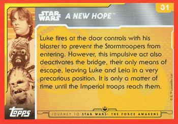 2015 Topps Star Wars Journey to the Force Awakens (UK version) #31 Luke blasts the door controls Back