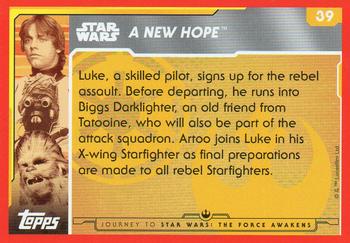 2015 Topps Star Wars Journey to the Force Awakens (UK version) #39 Luke boards his X-Wing Back