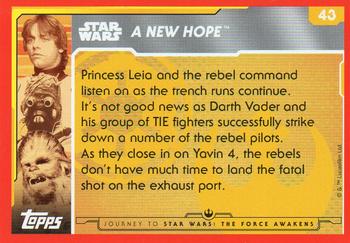 2015 Topps Star Wars Journey to the Force Awakens (UK version) #43 Leia nervously listens to trench runs Back