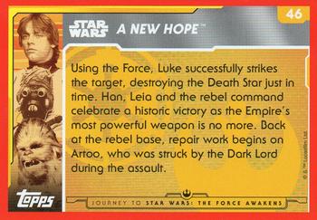 2015 Topps Star Wars Journey to the Force Awakens (UK version) #46 Rebels flee after Luke's direct hit Back
