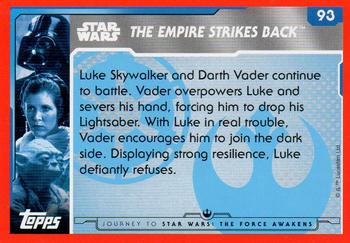 2015 Topps Star Wars Journey to the Force Awakens (UK version) #93 Luke and Vader duel Back