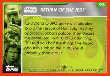 2015 Topps Star Wars Journey to the Force Awakens (UK version) #98 R2-D2 and C-3PO on Tattooine Back