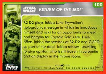 2015 Topps Star Wars Journey to the Force Awakens (UK version) #100 Jabba listens to Luke's message Back