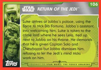 2015 Topps Star Wars Journey to the Force Awakens (UK version) #106 Luke's arrival at Jabba's palace Back