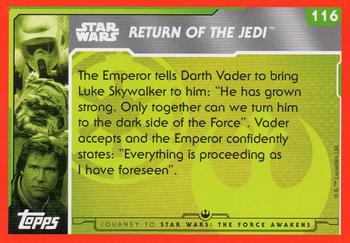 2015 Topps Star Wars Journey to the Force Awakens (UK version) #116 Vader greets the Emperor Back