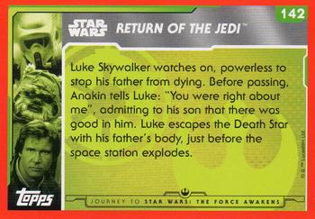 2015 Topps Star Wars Journey to the Force Awakens (UK version) #142 Luke helps his father Back