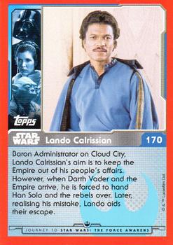 2015 Topps Star Wars Journey to the Force Awakens (UK version) #170 Lando Calrissian Back