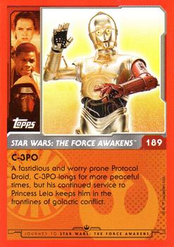 2015 Topps Star Wars Journey to the Force Awakens (UK version) #189 C-3PO Back