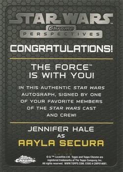 2015 Topps Chrome Star Wars Perspectives Jedi vs. Sith - Autographs Prism Refractor #NNO13 Jennifer Hale / Aayla Secura Back