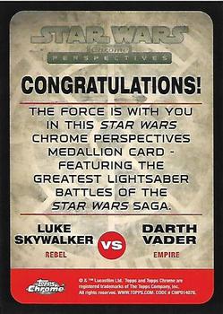 2015 Topps Chrome Star Wars Perspectives Jedi vs. Sith - Medallions #NNO Luke Skywalker / Darth Vader Back