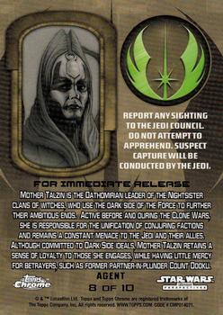 2015 Topps Chrome Star Wars Perspectives Jedi vs. Sith - Sith Fugitives #8 Mother Talzin Back