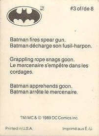 1989 DC Comics Batman Motion Cards #3 Batman Fires Speargun / Grappling Rope Snags Goon / Batman Apprehends Goon Back