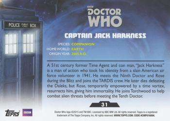 2015 Topps Doctor Who #31 Captain Jack Harkness Back