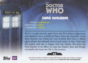 2015 Topps Doctor Who #45 Sara Kingdom Back