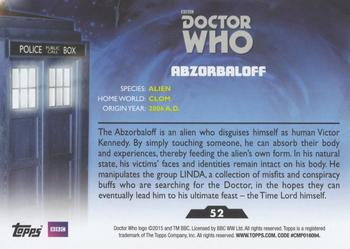 2015 Topps Doctor Who #52 Abzorbaloff Back
