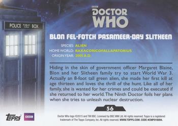 2015 Topps Doctor Who #56 Blon Fel Fotch Pasameer-Day Back
