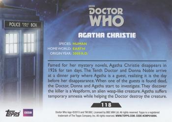2015 Topps Doctor Who #118 Agatha Christie Back