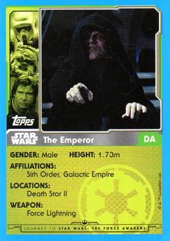 2015 Topps Star Wars Journey to the Force Awakens (UK version) - Limited Edition #DA The Emperor Back