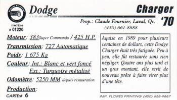2000 VAQ Voitures Anciennes du Québec #6 Dodge Charger 1970 Back