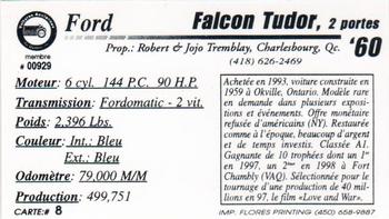 2000 VAQ Voitures Anciennes du Québec #8 Ford Falcon Tudor 1960 Back