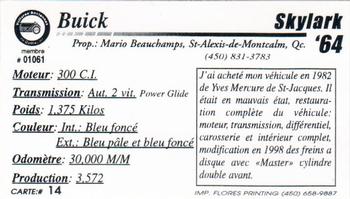 2000 VAQ Voitures Anciennes du Québec #14 Buick Skylark 1964 Back